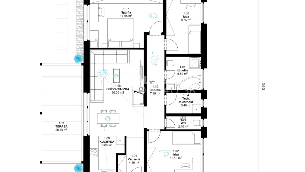 PRAKTICKÝ 4 IZBOVÝ BUNGALOV: 128 990,-€