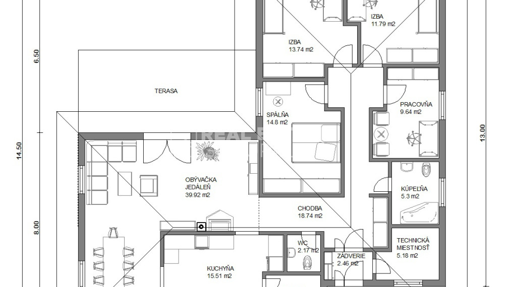 5 IZBOVÝ BUNGALOV S TERASOU V TVARE "L"