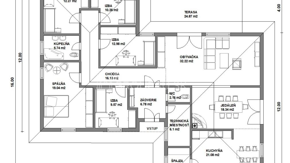 6 IZ BUNGALOV S ÚŽITKOVOU PLOCHOU 177 M2