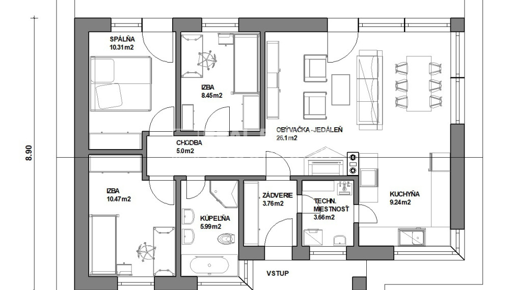 BUNGALOV S PLOCHOU STRECHOU A PERGOLOU