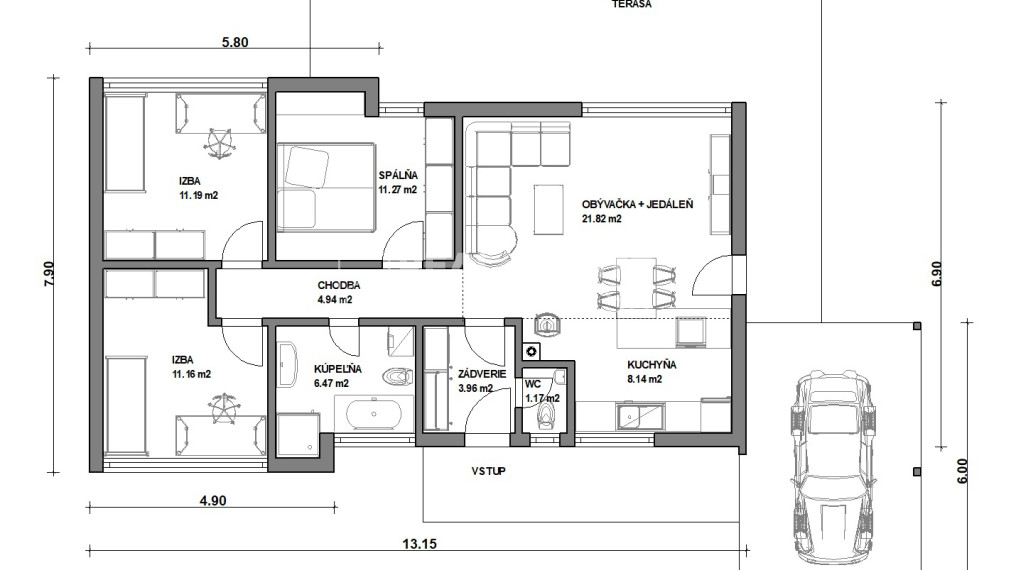 4 IZ BUNGALOV S PLOCHOU STRECHOU