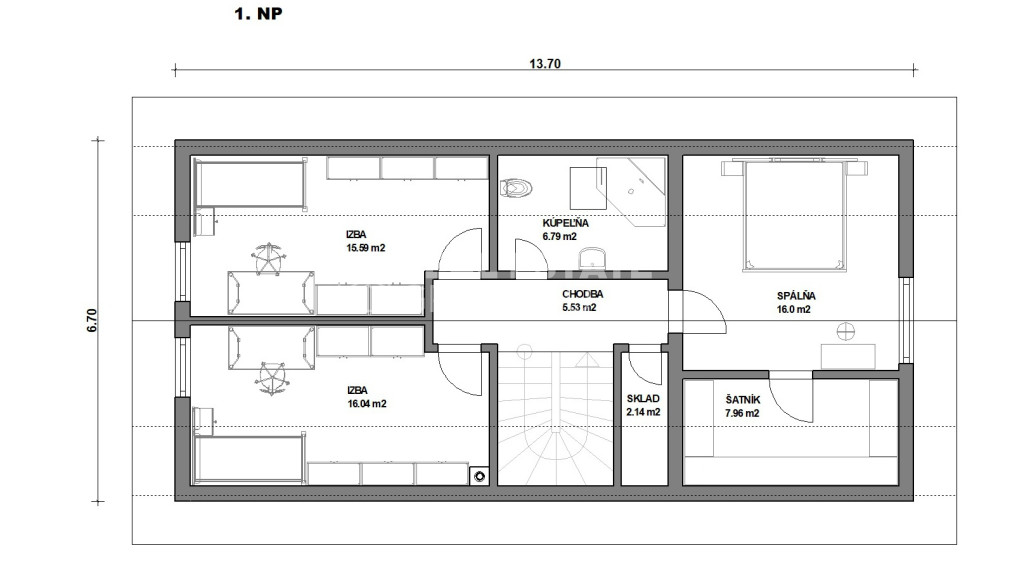 PRIESTRANNÝ POSCHODOVÝ DOM S GARÁŽOU