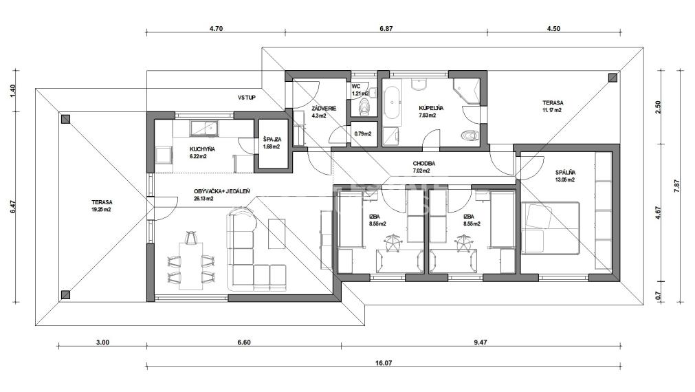 4 IZBOVÝ BUNGALOV S TERASOU 30,9 M2