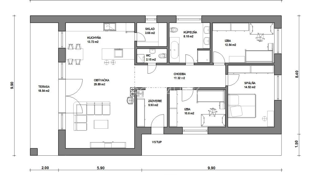 POZEMOK SO 4-IZBOVÝM BUNGALOVOM S ATYPICKÝMI PRVKAMI