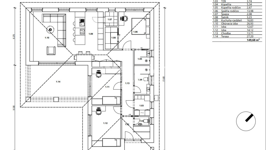 4IZ BUNGALOV 149 m2 NA SLNEČNOM POZEMKU - 184 900.-€