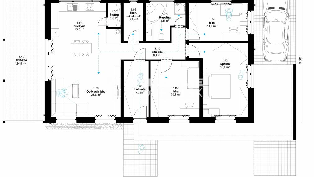 LUKRATÍVNY POZEMOK S VÝSTAVBOU MODERNÉHO BUNGALOVU NA KĽÚČ – BUDATÍN