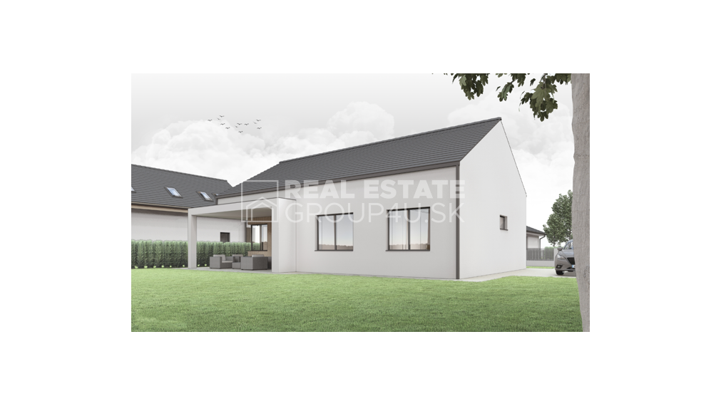 MODERNÝ PRÍZEMNÝ BUNGALOV s veľkou terasou