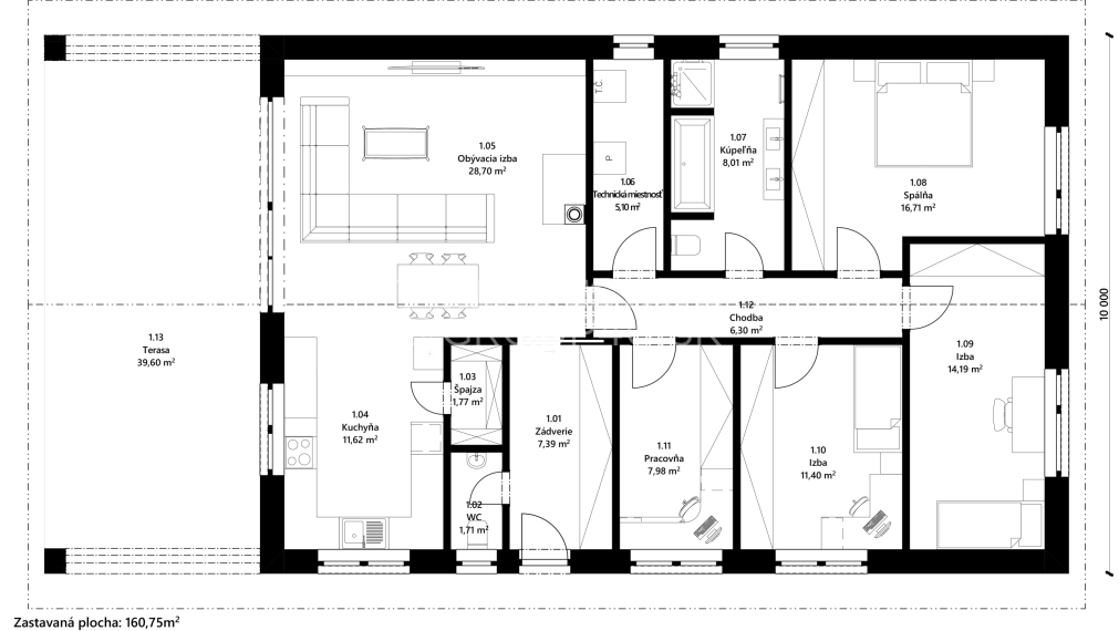 BUNGALOV 5 IZBOVÝ s terasou navrhnutý pre kvalitu a súkromie.