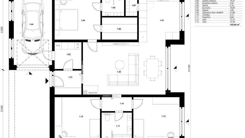 BUNGALOV S TERASOU - 4 IZBOVÝ, čistá architektúra
