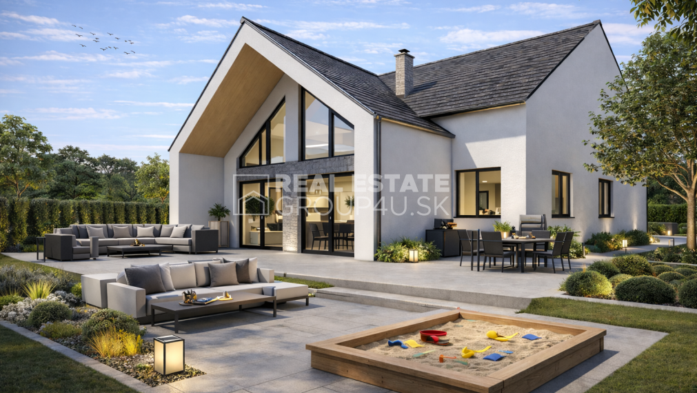 STAVEBNÝ POZEMOK S MODERNÝM BUNGALOVOM NA KĽÚČ – DIVINA