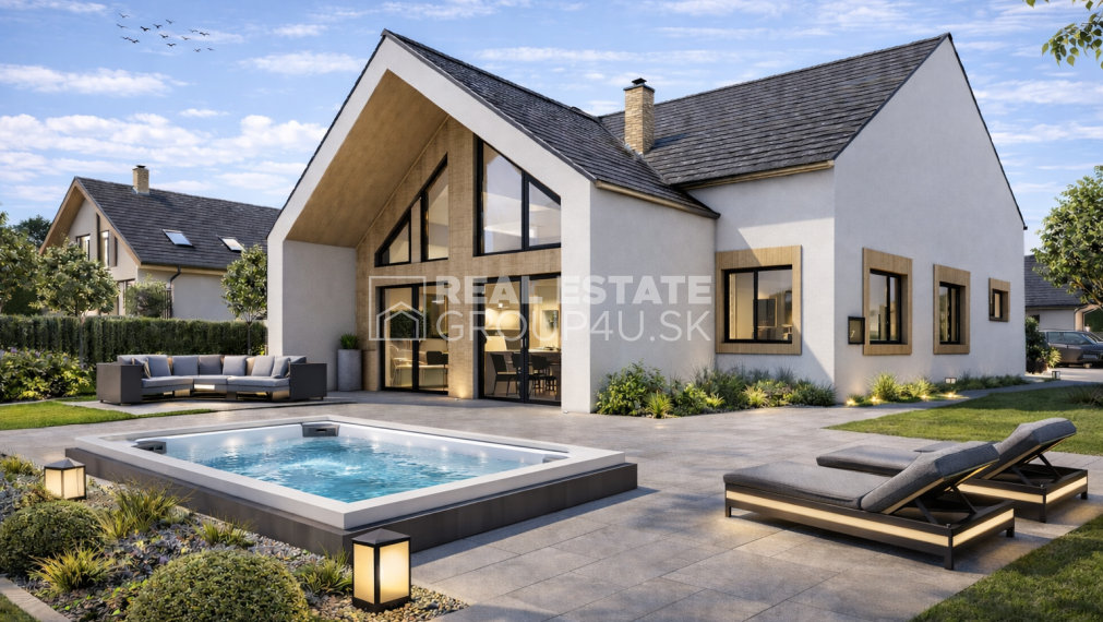 STAVEBNÝ POZEMOK S MODERNÝM BUNGALOVOM NA KĽÚČ – DIVINA