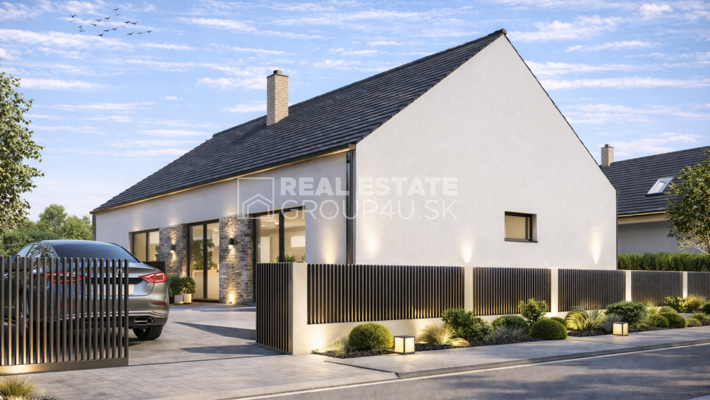 STAVEBNÝ POZEMOK S MODERNÝM BUNGALOVOM NA KĽÚČ – DIVINA