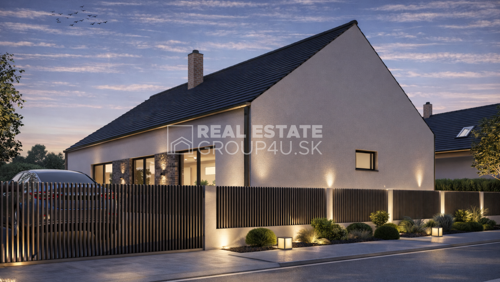 STAVEBNÝ POZEMOK S MODERNÝM BUNGALOVOM NA KĽÚČ – DIVINA