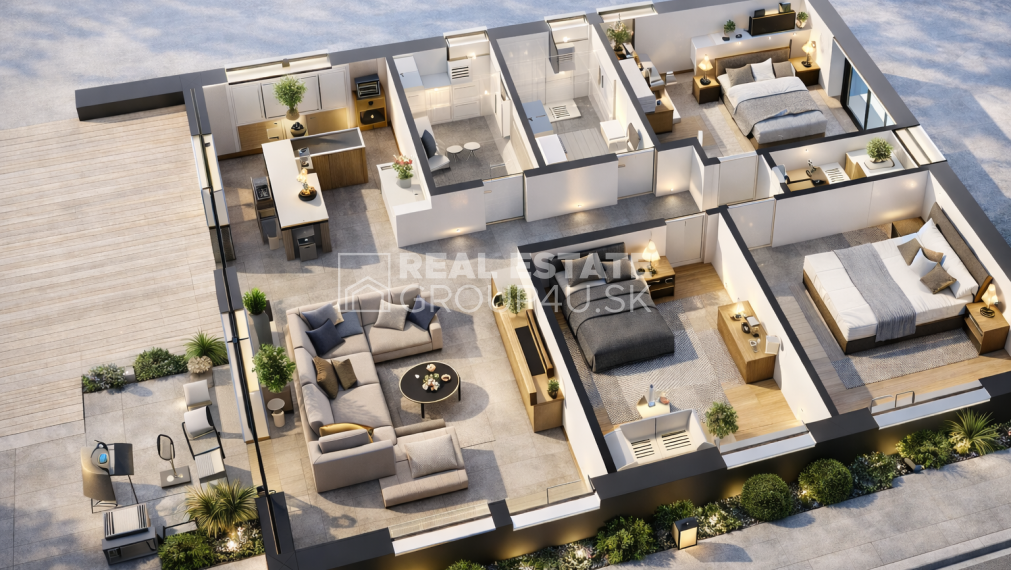 STAVEBNÝ POZEMOK S MODERNÝM BUNGALOVOM NA KĽÚČ – DIVINA