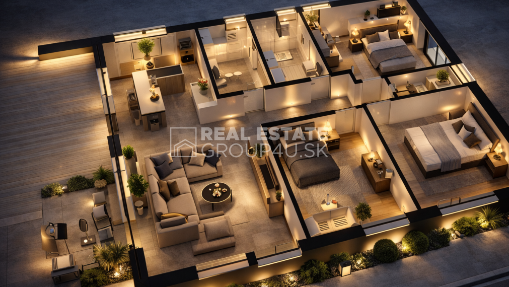 STAVEBNÝ POZEMOK S MODERNÝM BUNGALOVOM NA KĽÚČ – DIVINA