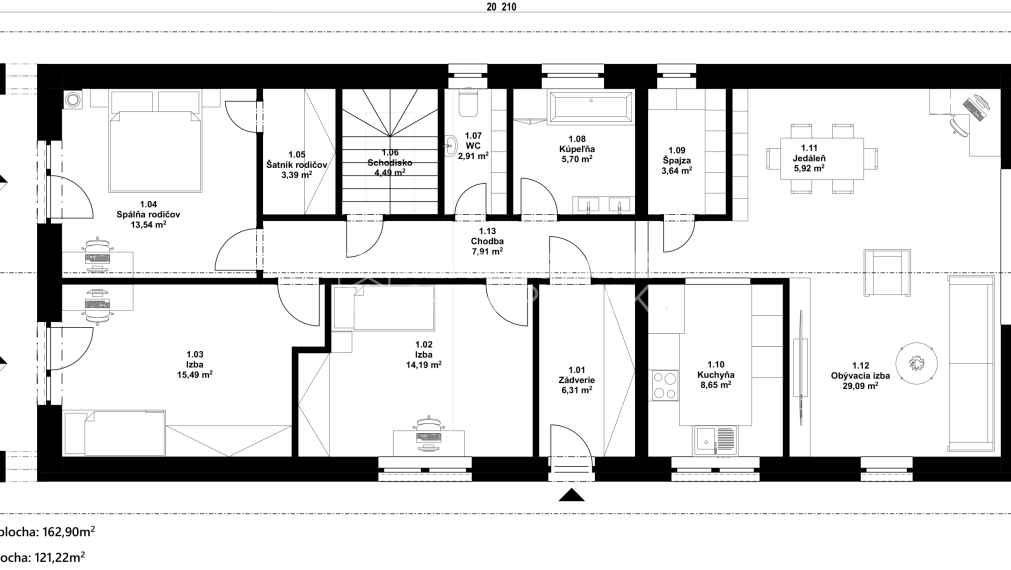 BUNGALOV 4 IZBOVÝ do svahu