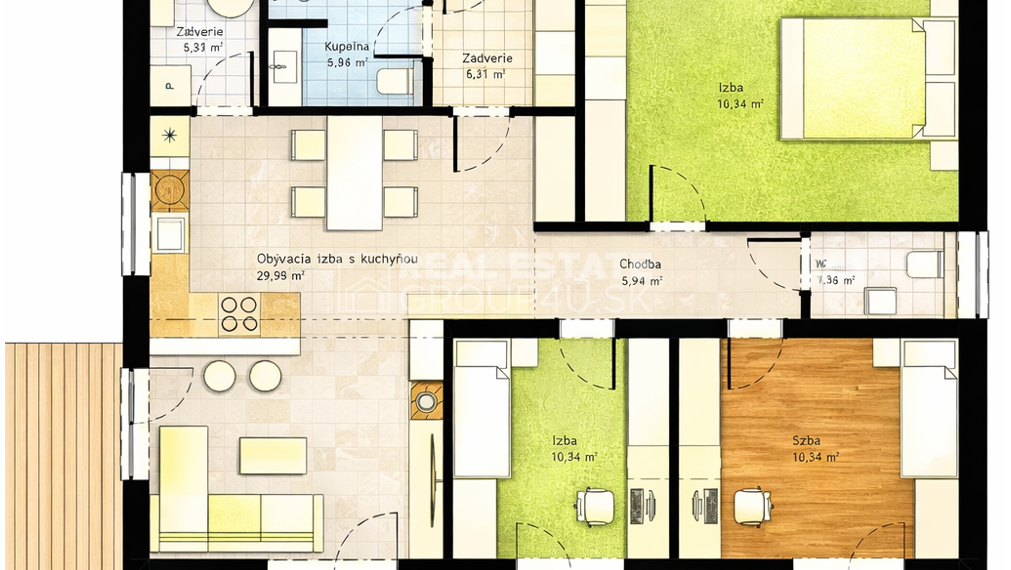 Moderný prízemný dom s terasou. Miesto, kde chcete žiť