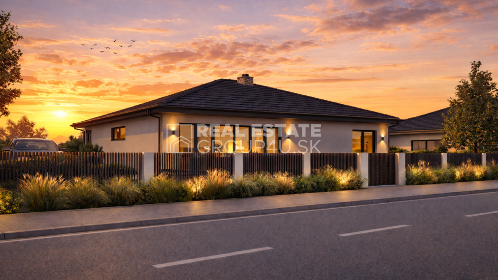 Moderný prízemný dom s terasou. Miesto, kde chcete žiť