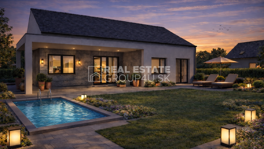 MODERNÝ PRÍZEMNÝ BUNGALOV s veľkou terasou