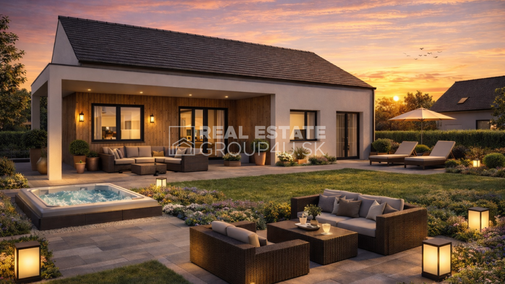 MODERNÝ PRÍZEMNÝ BUNGALOV s veľkou terasou