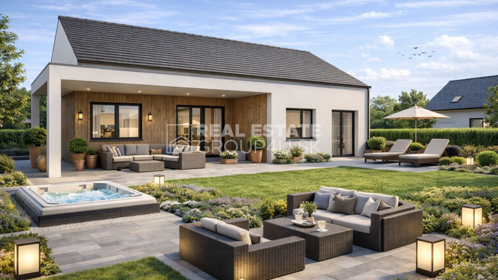 MODERNÝ PRÍZEMNÝ BUNGALOV s veľkou terasou