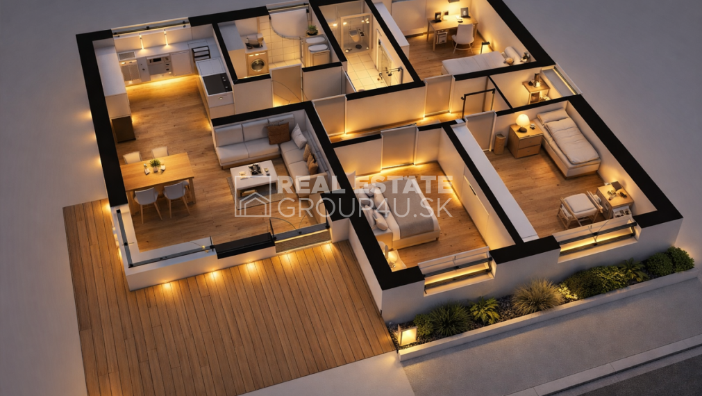 MODERNÝ PRÍZEMNÝ BUNGALOV s veľkou terasou