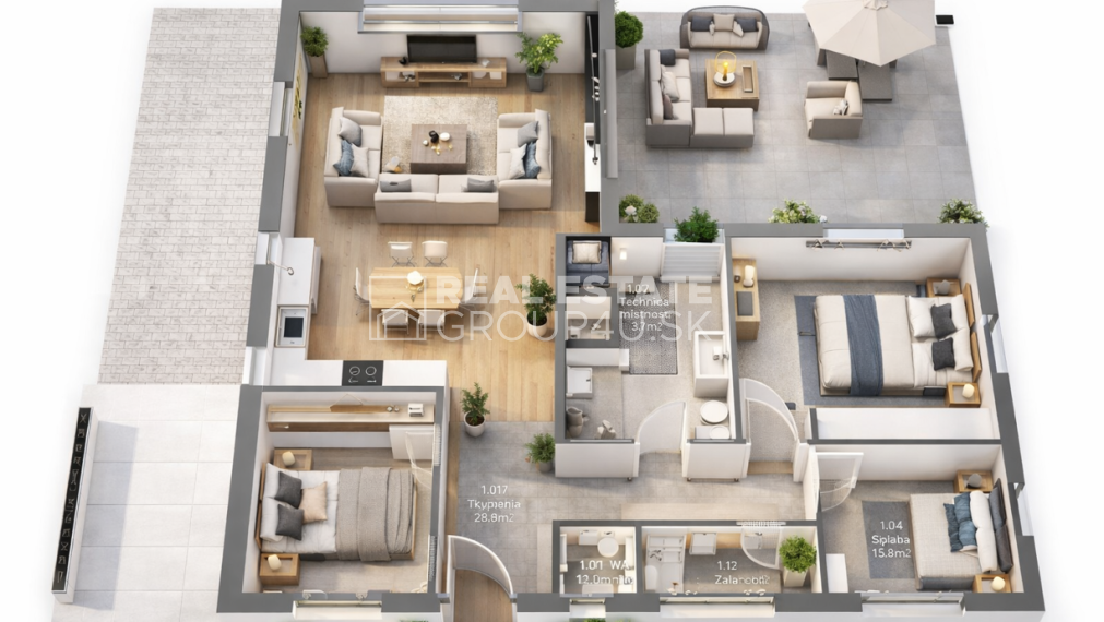 MODERNÝ BUNGALOV 4 IZ - PLOCHÁ STRECHA 160 990,-€