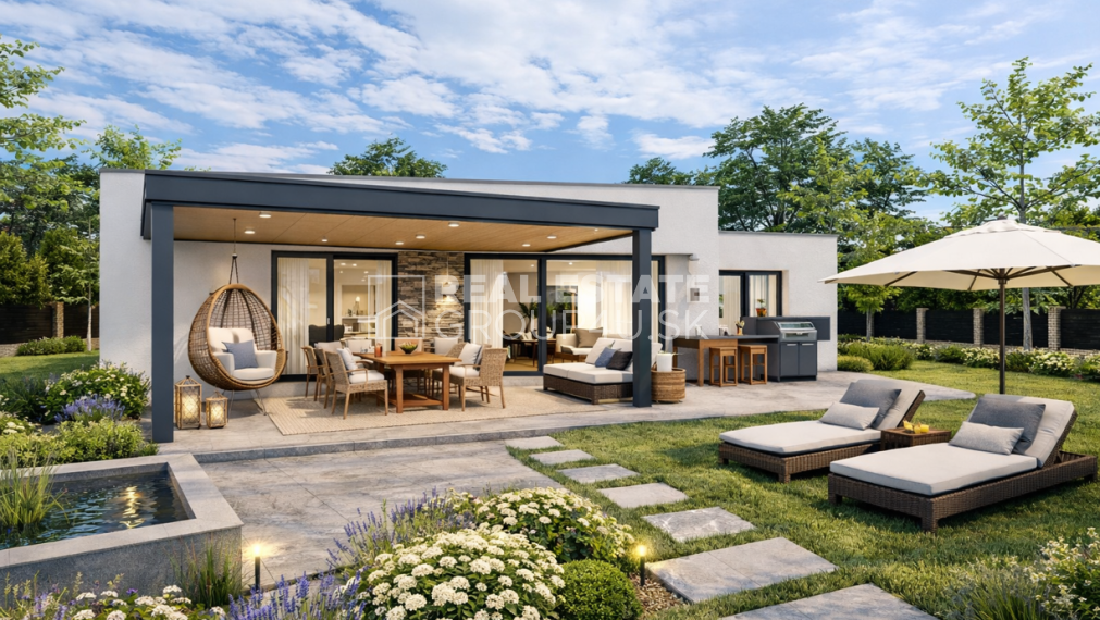 MODERNÝ 4 IZBOVÝ BUNGALOV v tvare L