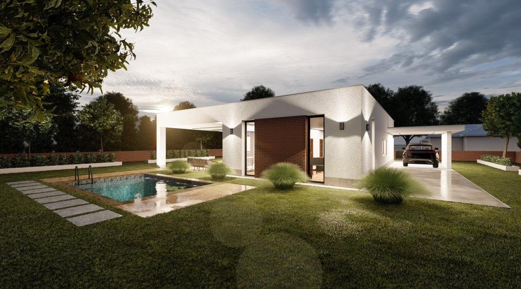 4 IZBOVÝ BUNGALOV S PLOCHOU STRECHOU: 160 990,-€