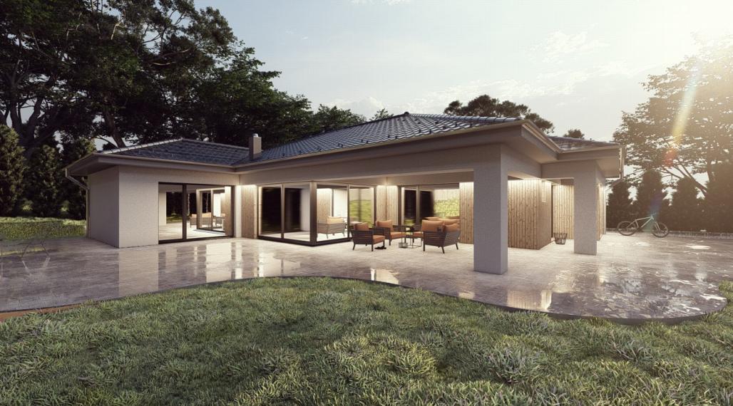 PRESVETLENÝ 5 IZ BUNGALOV s veľkou terasou