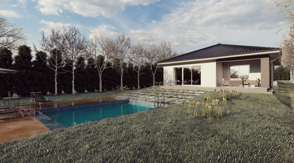 BUNGALOV S TERASOU - 4 IZBOVÝ , bezpečný a moderný dom
