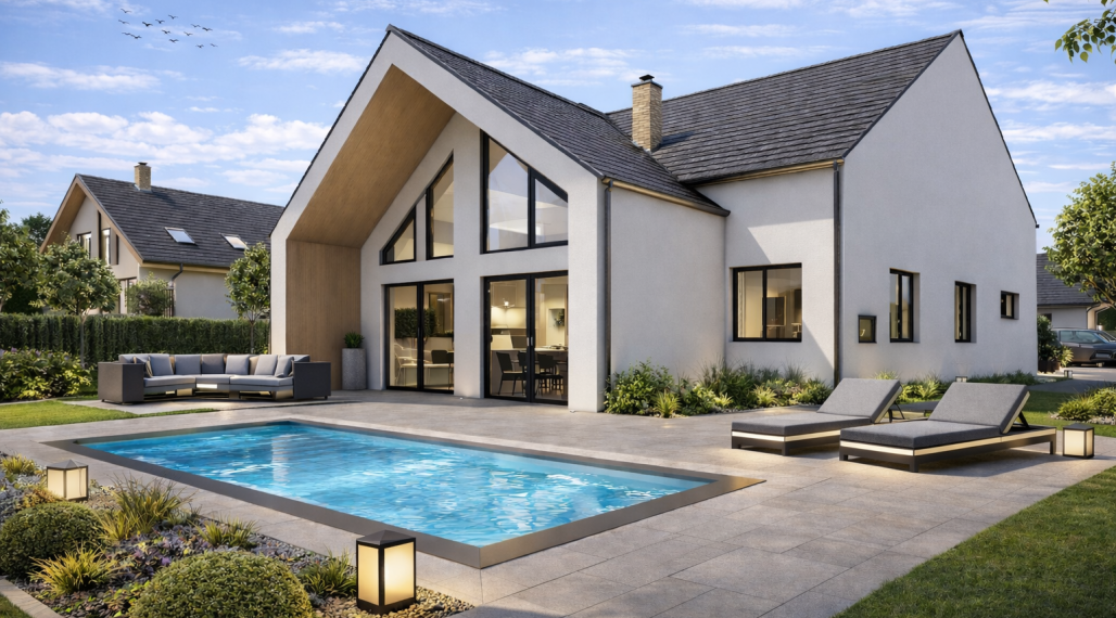 STAVEBNÝ POZEMOK S MODERNÝM BUNGALOVOM NA KĽÚČ – DIVINA