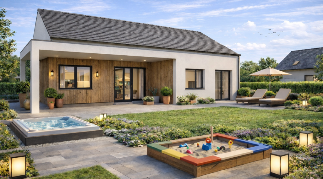 MODERNÝ PRÍZEMNÝ BUNGALOV s veľkou terasou