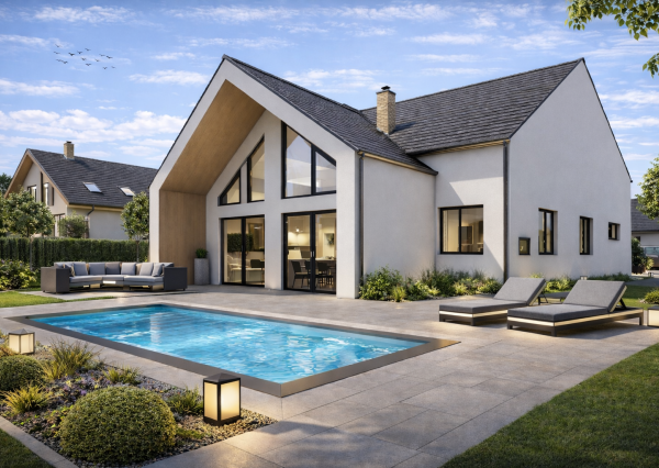 STAVEBNÝ POZEMOK S MODERNÝM BUNGALOVOM NA KĽÚČ – DIVINA